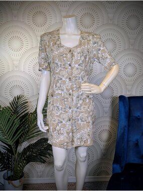 1980's Floral Button Down Shirt Dress - Women's Size XS